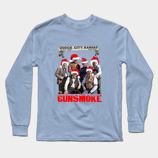 Xmas In Dodge City - Gunsmoke - Tv Western Long Sleeve T-Shirt by wildzerouk